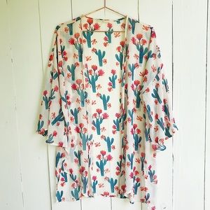 Peach Love | Cactus Print kimono